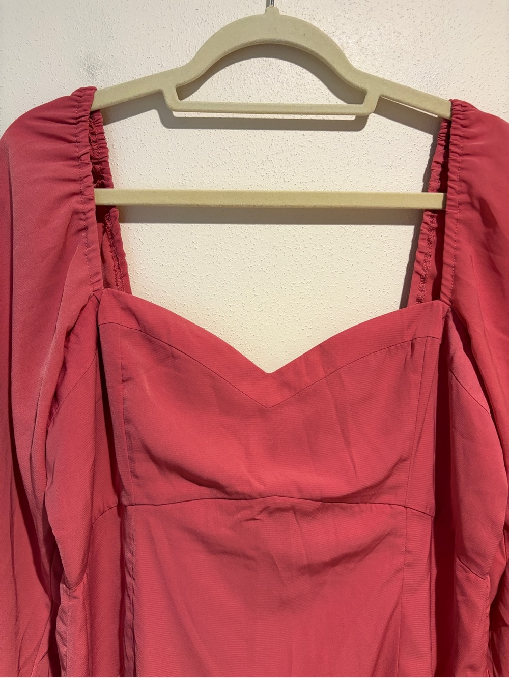 Abercrombie & Fitch Long Sleeve Sweetheart Neck Mini Dress Coral Pink Size Large - Picture 6 of 10